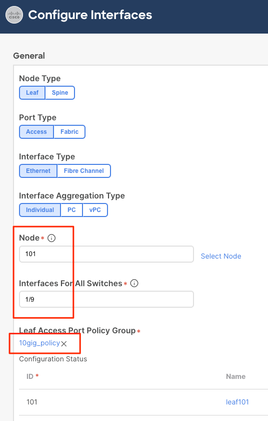 Using configure interface UI to add 1/9