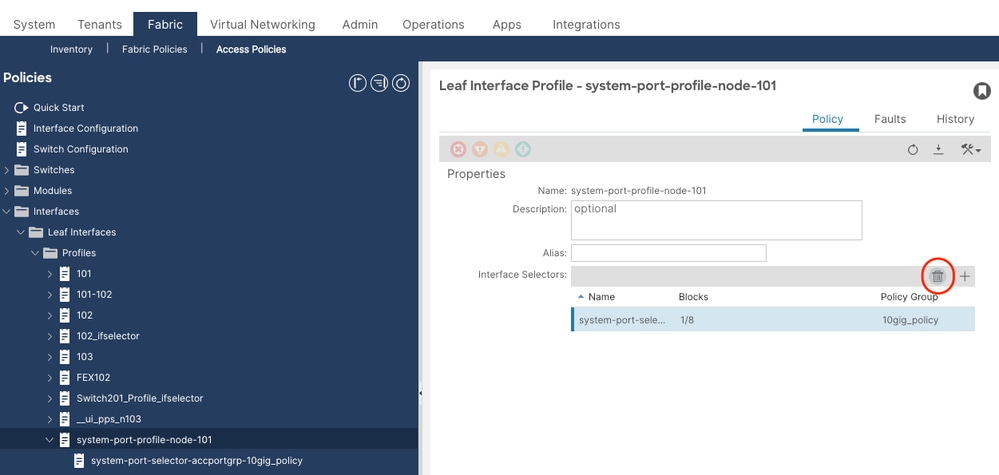 Editing a System Profile Policy using standard way