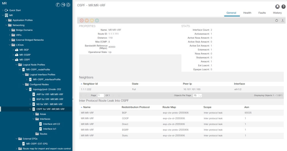 OSPF neighbor entry on LEAF202