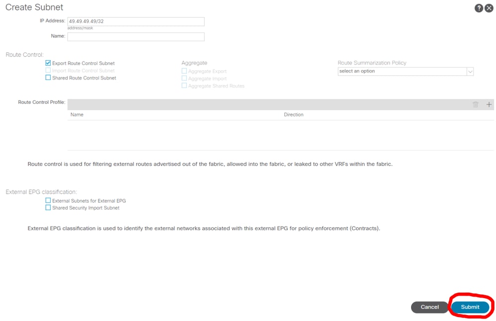 Configure the correct options for the new subnet