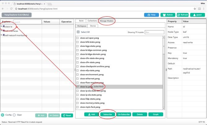 Suscripción al modelo de datos de cisco-ia.yang