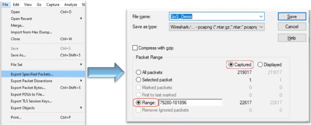 Intervalo de pacotes no Wireshark