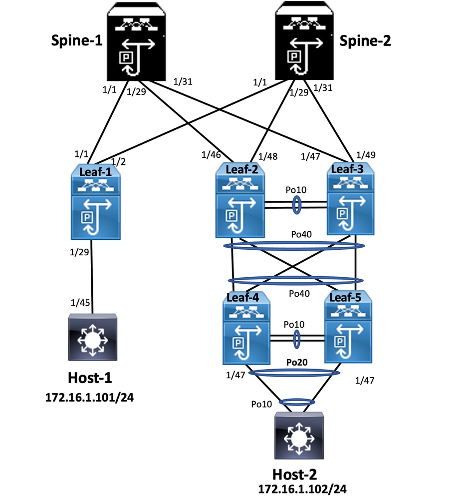 Dubbelzijdig vPC-netwerkdiagram configureren