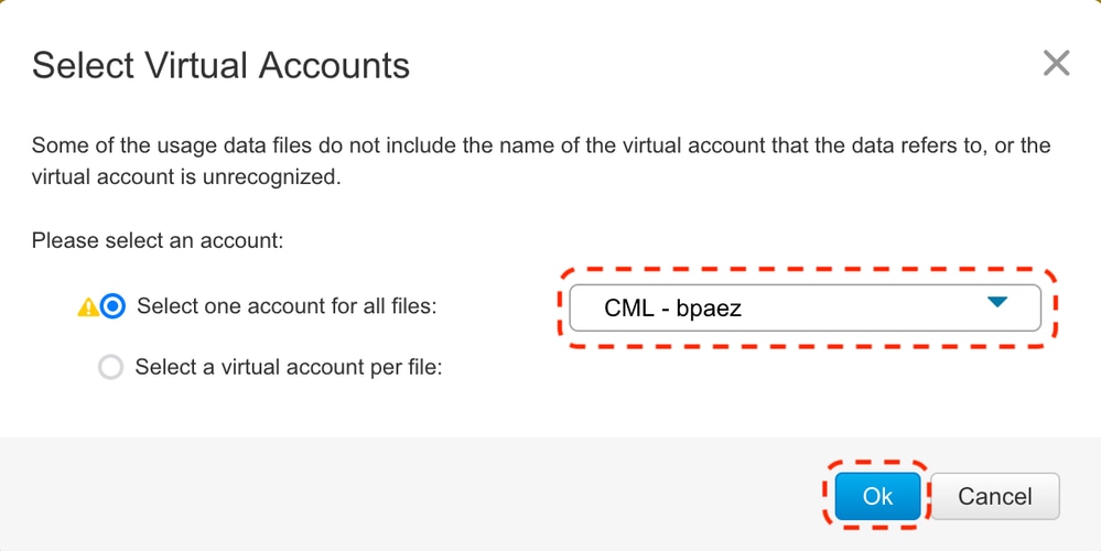 CSSM - 가상 어카운트 선택됨