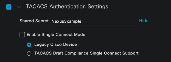 Section Configuration TACACS