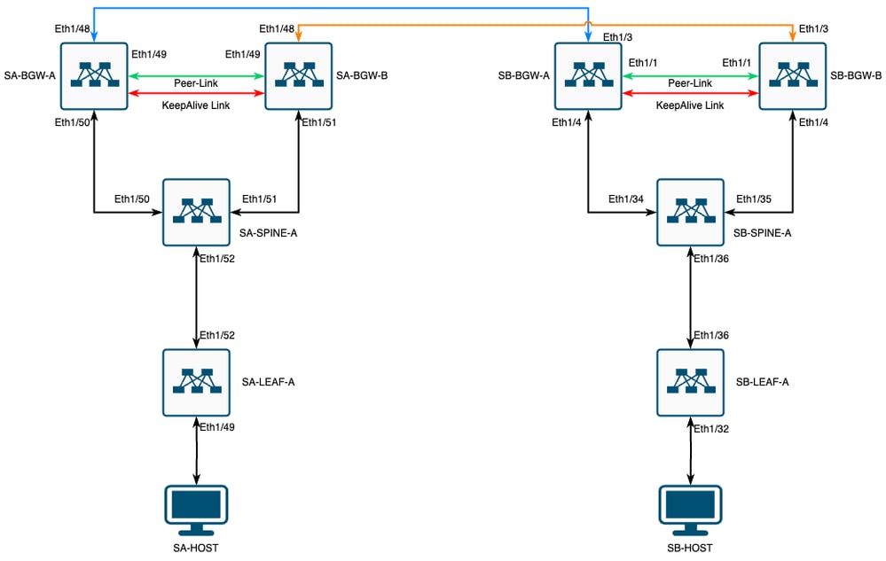 VXLAN MultiSite con CloudSec nella topologia quadrata