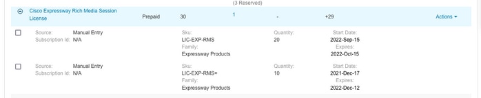 Cisco Expressway 리치 미디어 세션 라이센스