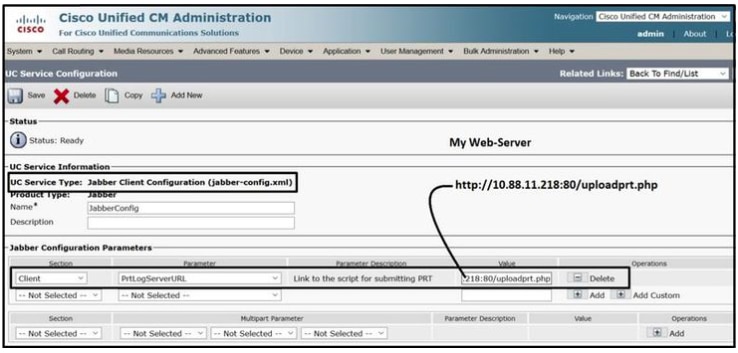 Jabberクライアント設定(jabber-config.xml)でWebサーバの詳細を設定します。