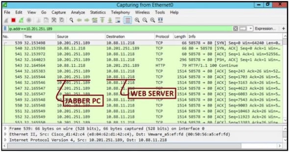 Webサーバ上のWiresharkキャプチャは、PRTファイルのトランザクションを示しています。