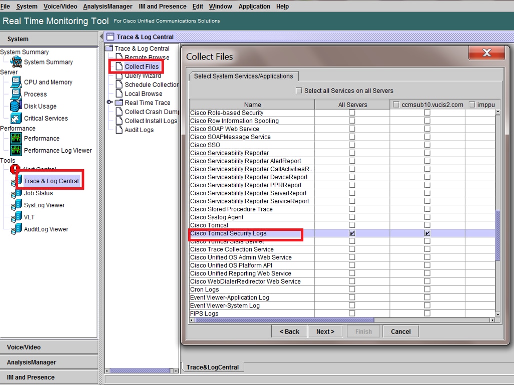 First page of RTMT Log in