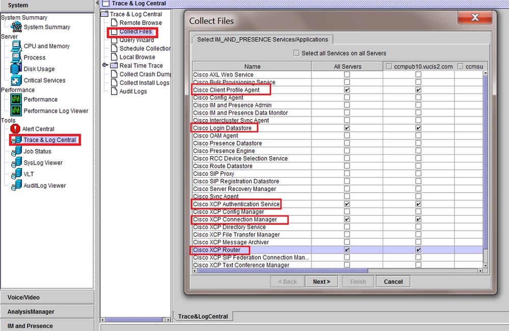 IM and Presence Services on RTMT