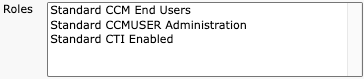 Standard CTI Enable CUCM end user role