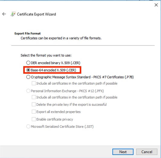 Certificate Format Selection