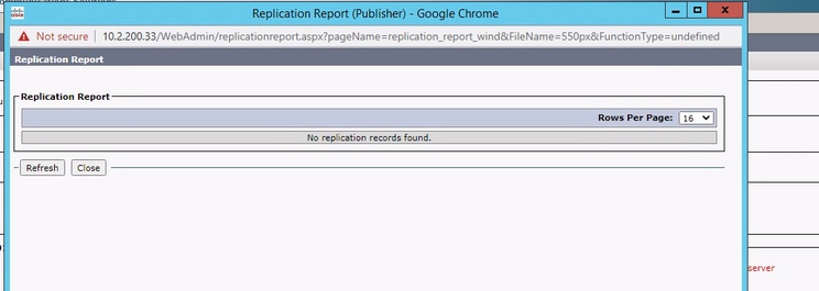 No replication records found within the Replication Report