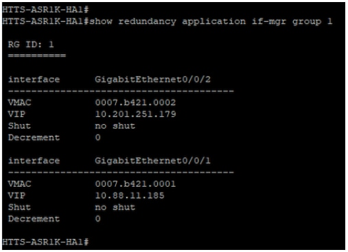 إخراج الأمر 'show undancy application if-mgr group 1' من CUBE-1.