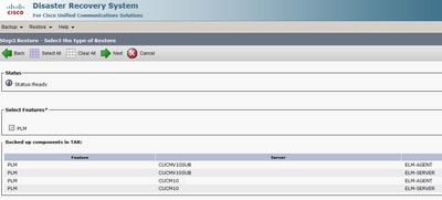 Configure Backup and Restore from GUI - Type of restore