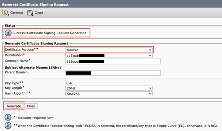 Certificate Signing Request Generated