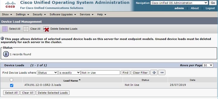 Device Load Management画面