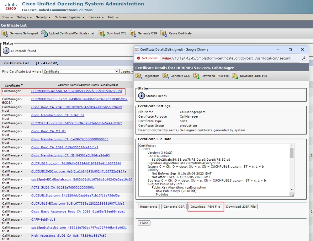 Download CallManager Certificate