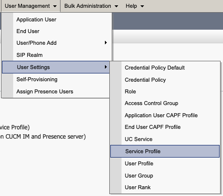 CUCM Service Profile