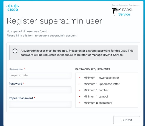 Superadminユーザの登録