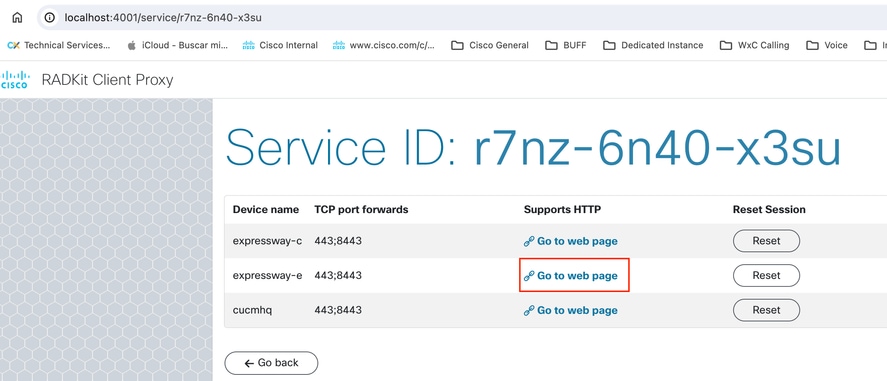 ID de service HTTP Radkit