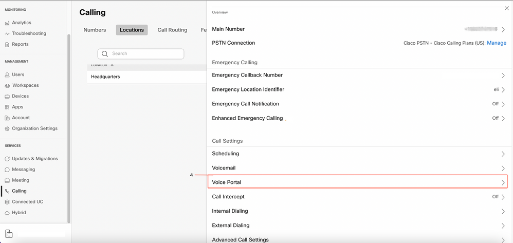 Calling - Locations - Voice Portal