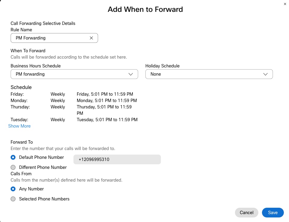 No Holiday Schedule in PM Forwarding