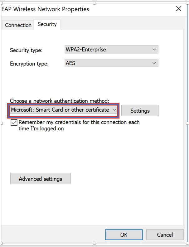 Chose EAP-TLS Type of Authentication