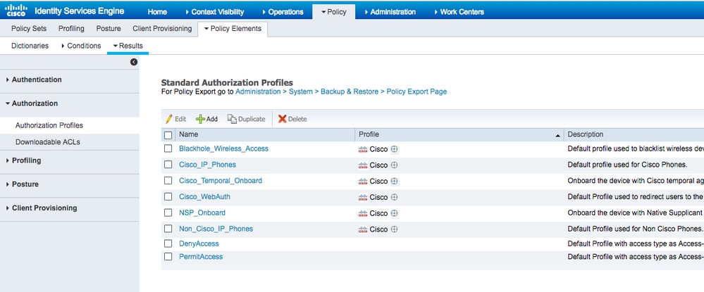 Standard Authorization Profiles