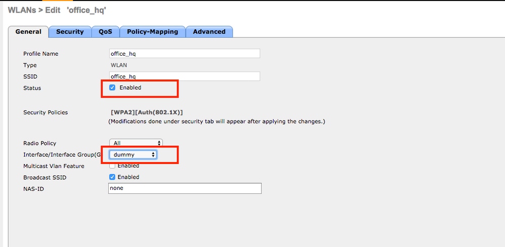 Enable the WLAN and Set an Interface