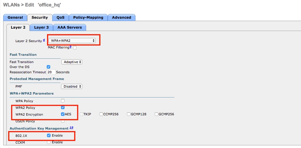 WLAN Layer2 Security Settings