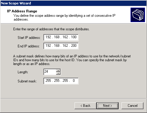 Enter Range of IP Addresses for DHCP Leases