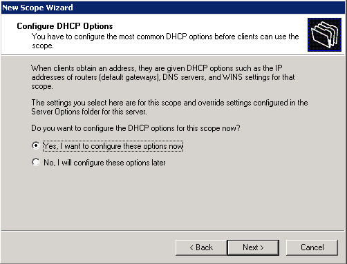 Configure DHCP Options