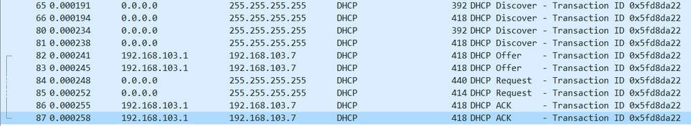 Border01 DHCP 클라이언트 캡처