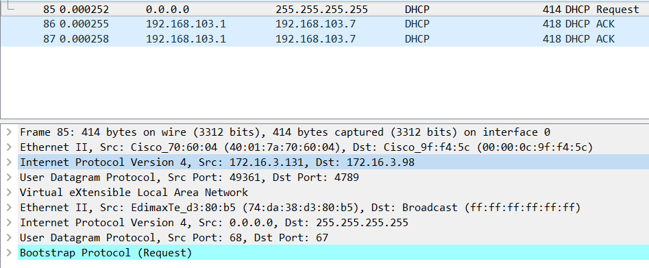 VXLAN 요청 캡처