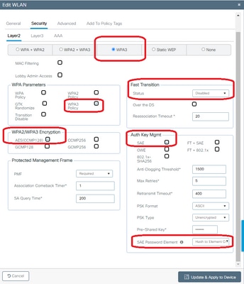 Configuração de segurança da WLAN