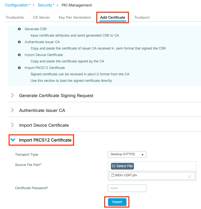 Importar certificado PKCS12