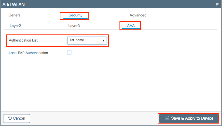 Sécurité WLAN AAA