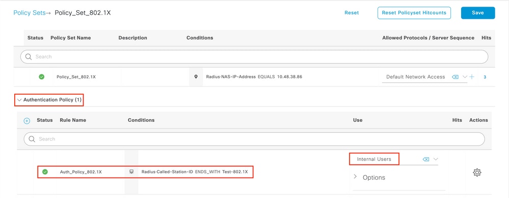 Configurer la stratégie d'authentification sur ISE