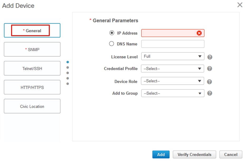 Adicionar um dispositivo à infraestrutura principal