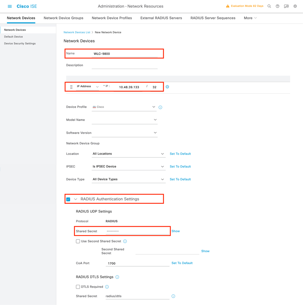 Radius - ISE - Configuração de todos os dispositivos de rede