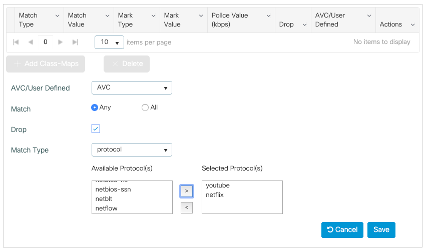 Setting AVC protocol