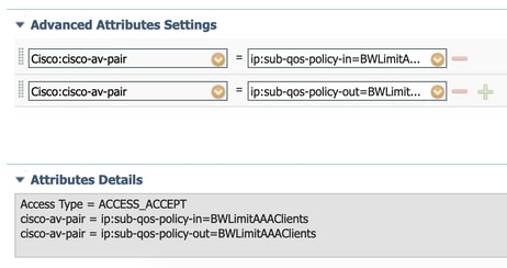 ISE authorization result