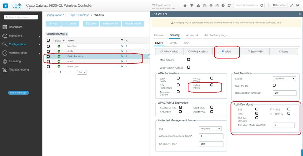 Modo de transição OWE - OWE SSID