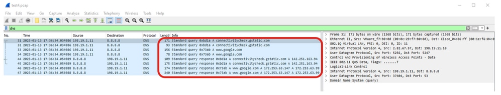 DNS query and responses