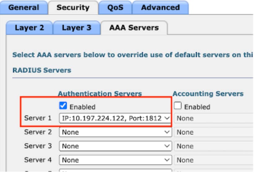 Mapear o servidor radius para o perfil de LAN do convidado