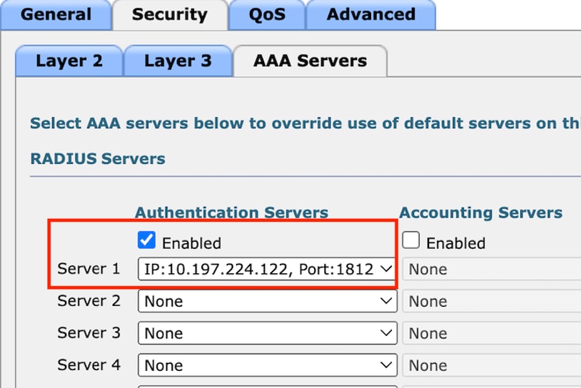 Mapeando servidores radius para o perfil de LAN de convidado