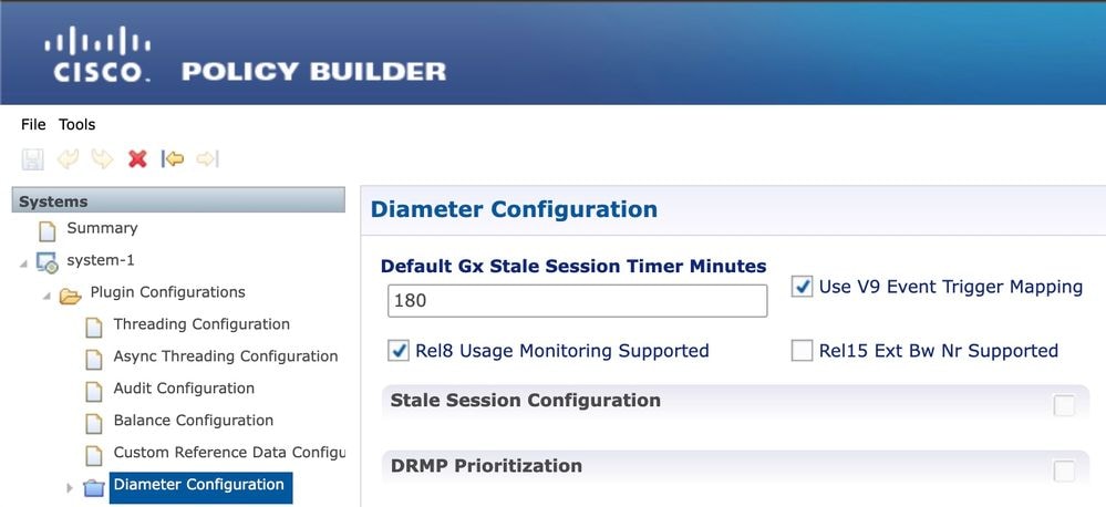 Gx Stale Session Timer Configuration