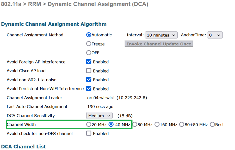 Largura_do_canal definida como 40 MHz